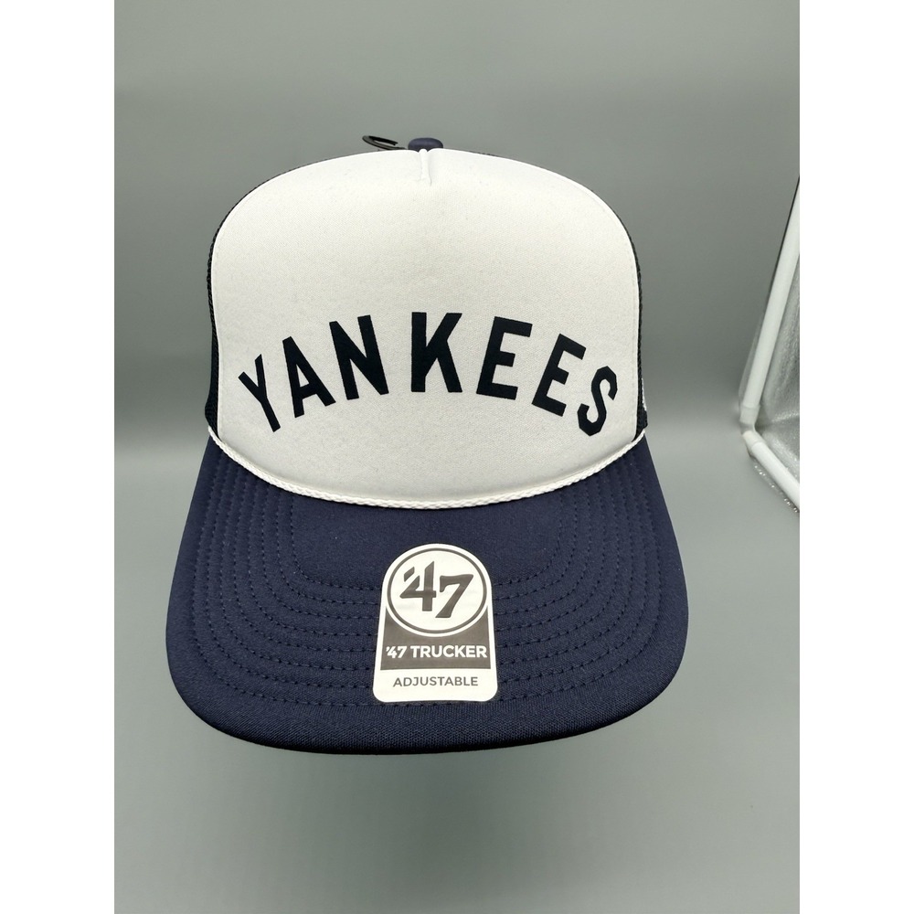 New York Yankees '47 Brand Navy White Foam Cooperstown Mesh Trucker Snapback Hat